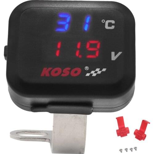 Universal KOSO Motorcycle Temperature Gauge Voltage 8.0~30.0V Display +USB Port for Yamaha MT 07 NMAX Kawasaki Moto Thermometer