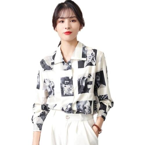 Woman Feminina WomenS Vintage Blouse Fashion Clothes 2020 Spring Autumn Printed Shirts Female D0132