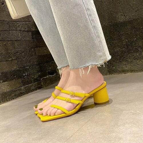 QZYERAI Women Slippers Sandals 2021 Summer 5.5cm High Heels Shoes Woman Slippers Summer Sandals Casual Shoes Genuine Leather