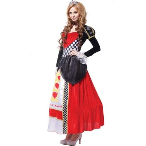 Alice in wonderland red queen of hearts costumes for women costume Sexy Royal Cosplay Clothing Women Halloween Fancy Dress