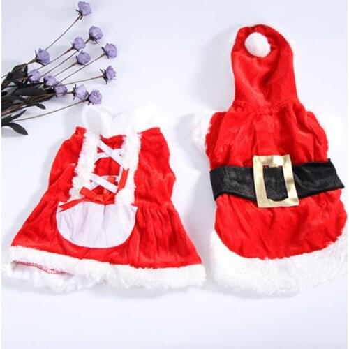 Winter Warm Pet Dog Dress Christmas Costume Fleece Dog Clothes For Christmas Dog Clothing Cat Pet Chihuahua Yorkshire Clothing