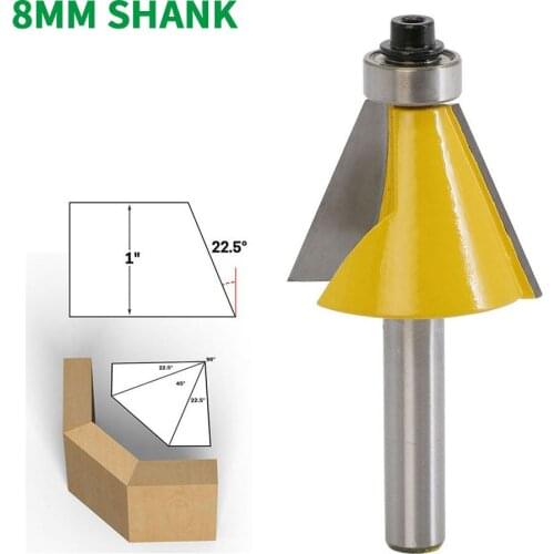 1PC 8MM Shank Milling Cutter Wood Carving 22.5 Degree Chamfer & Bevel Edging Router Bit Woodworking Cutter Woodworking Bits