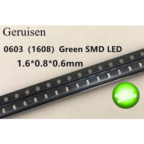 16000pcs SMD 0603 led Super Bright green Water Clear LED Light Diode 0603 smd led Green diodes 1.6*0.8*0.4mm