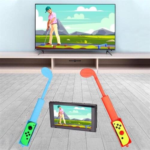 2Pcs Golf Game Grip Handle For Switch Golf Games Golf Clubs For Handle Somatosensory Cue Golf Game Accessories With Wrist Straps