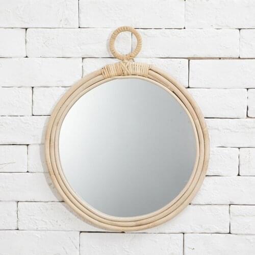 2021 New Rattan Innovative Art Homestay Decoration Makeup Mirror Dressing Bathroom Wall
