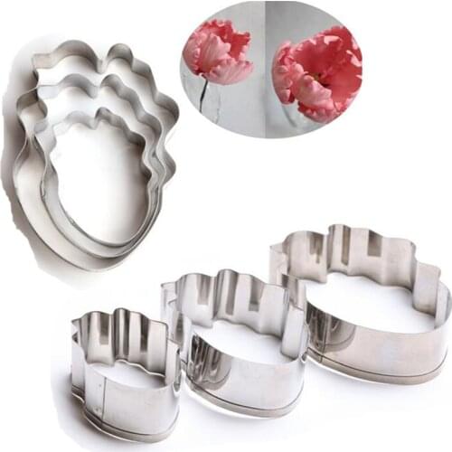3PCS/Set Newest Parrot Tulip Cake Cutter Sets Stainless Steel 304 Cake Decorating Molds Flower Tulip Cutter Molds Free Shipping