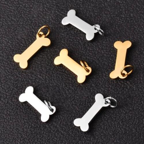 5pcs Charms Dog Bone Stainless Steel Polished charm Pendants Gold Jewelry Making DIY Earring Necklace Handmade Craft Dropshiping