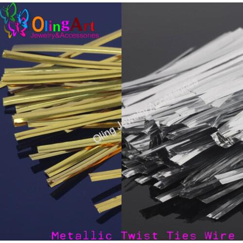 OlingArt Gold and silver 300pcs/lot Metallic Twist Ties For Wedding Party Birthday Cake Candy Sealing Bag Packaging Pack 2019
