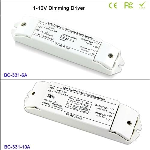 BC DC12V-24V,6A/10A*1CH LED Dimmer fluorescent lamps dimmer 0/1-10v LED lamp dimming driver push dimmer controller