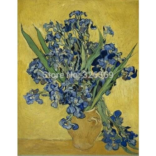 Free shipping purple iris reproduction printed Oil Painting on Canvas Vincent van Gogh oil painting Modern Home Decoration