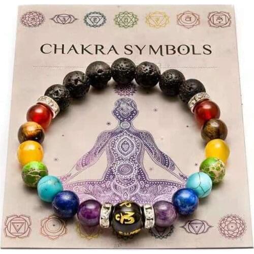Beaded Bracelet for Men Women Natural Crystal Jewellery 7 Chakra Colorful Fashion Beads Bracelet Gift