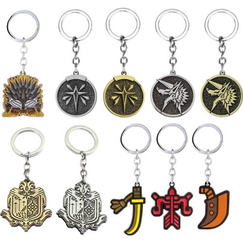 Monster Hunter Keychain Anime Figure Nerukigat Thunder Wolf Collection Figuras Anime Model Alloy Car Keychain Ring Accessories