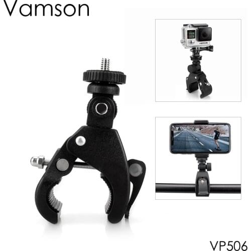 Vamson for GoPro Hero 7 6 5 4 Black Accessories Bike Bicycle Motorcycle Handlebar Clamp for DJI OSMO Action for xiaomi yi -VP506