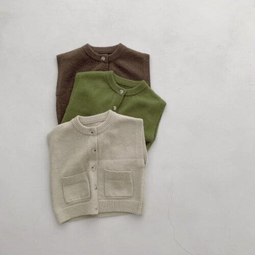 Korean Autumn and Winter Childrens Knitted Vest Baby Boys Casual Wool Vest Jackets Korean Childrens Sweater Waistcoats 2-7Y