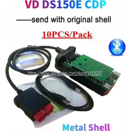 DHL10pcs/lot Best NEW VCI vd ds150e cdp Bluetooth 2017R3 keygen for obd2 diagnostic repair tool 3in1 Scanner with Original Shell