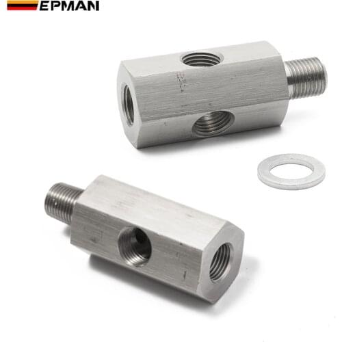 EPMAN 1/8'' NPT & 1/8" BSPT & M10 Oil Pressure Sensor Tee Adapters Turbo Supply Feed Line GaugeT Stainless Steel EP-CGQ59