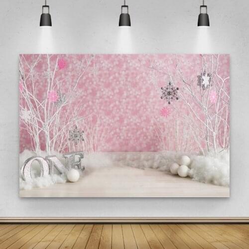 Winter Fantasy 1st Birthday Party Photo Backdrops For Baby Girl Customized Portrait Scenic Photographic Backgrounds Photozone