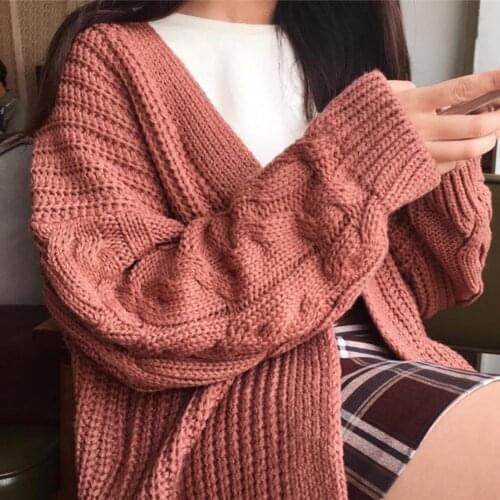 2020 New Cardigan Coat Womens Pockets Sweater Long Women Warm Sweater Knitted Female Sweater Winter