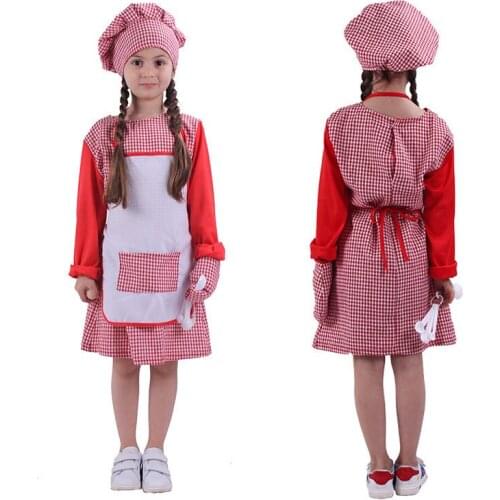Halloween Carnival Party Chef Costume for Kids Children Cook Costume Girls Kitchen Toys Cosplay Costume Stage Performance Clothe