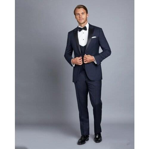 Handsome Groomsmen Peak Lapel Groom Tuxedos Mens Wedding Dress Man Jacket Blazer Prom Dinner (Jacket+Pants+Tie+Vest) A222