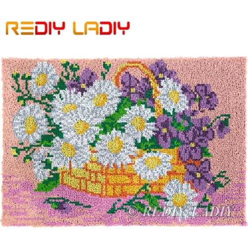 Latch Hook Kits Basket of Daisy Chunky Yarn Embroidery Crochet Tapestry Kits Needlework Hobbies & Crafts DIY Carpet Rug 85*58cm