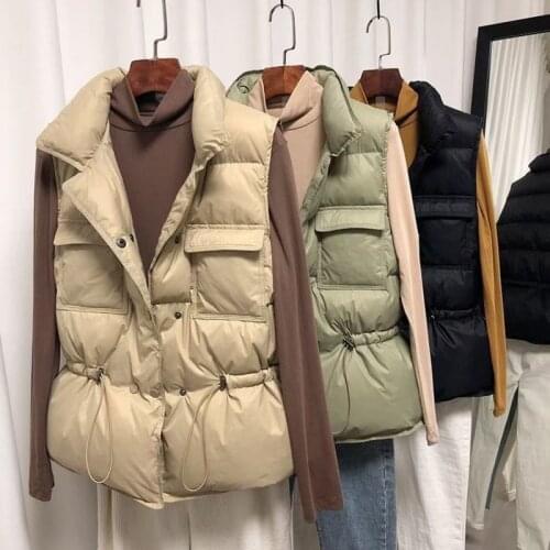 2021 New Winter Vest Female Womens Sleeveless Jacket Warm Waistcoat Autumn Lightweight White Duck Down Coat Female Down Vests