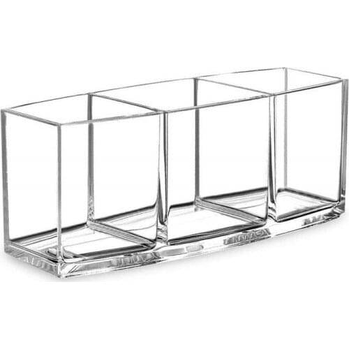 3 Holes Transparent Acrylic Makeup Brush Tool Cosmetic Makeup Storage Box Case Make-up Brush Holder Table Organizer Make Up Tool