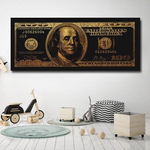 Money Abstract High Definition Posters Canvas Artwork Dollars Painting Wall Art Canvas Wall Picture for Home Decoration Unframed