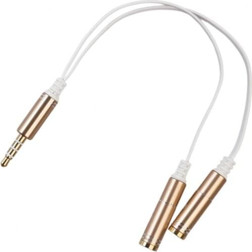 TRRS Headphone Splitter 3.5mm Jack 4-Pole Male to Dual Female Headset Adapter