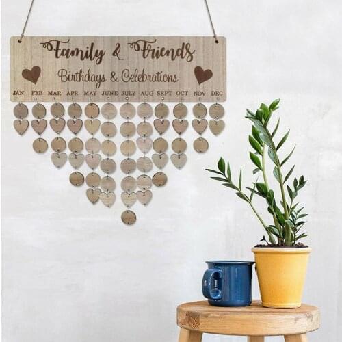 Family Birthday Board Plaque Diy Hanging Wooden Birthday Reminder Calendar Gift Room Decoration