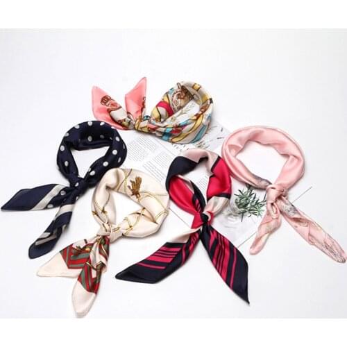 Silk Multi-purpose Scarves Women Bandana Gift Headband Coverage Wrap Elegant Korean Style Vintage Kawaii Cute Scarves Wraps