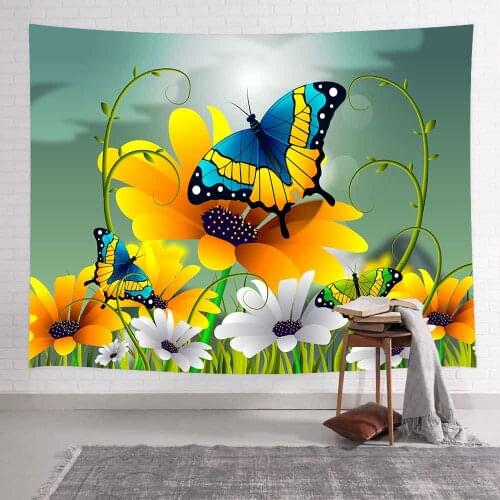 Simsant Butterfly Tapestry Summer Scenery Sunset African Elephant Wall Hanging Tapestries for Living Room Home Dorm Decor