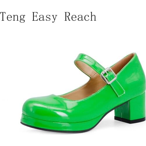 Patent Leather Shoes Spring Autumn Mary Jane Shoes Womens Buckle Strap High Heels Retro Platform Lolita Shoes Woman Red Black