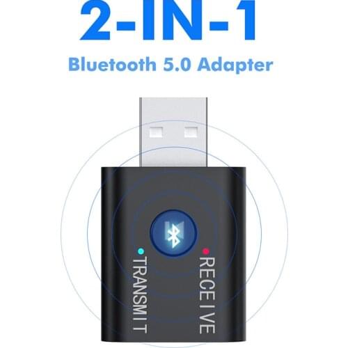 USB Bluetooth 5.0 Stereo Audio 2in1 Transmitter Receiver Mini Bluetooth 3.5mm AUX For TV PC Headset Car Kit Wireless Adapter