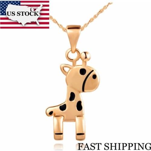 US STOCK Uloveido Rose Gold Color Cute Animal Necklace Horse Necklaces Pendants Engagement Jewelry Gift Accessories 15% Off N815