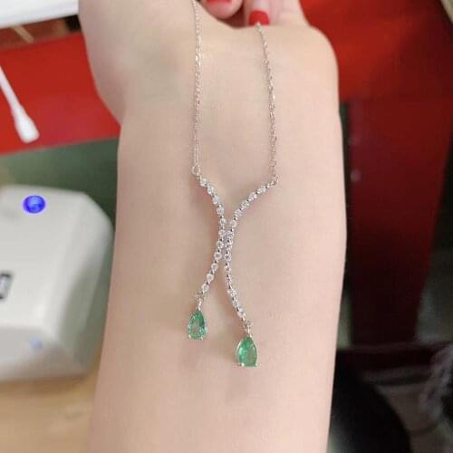 Gorgeous green emerald gemstone necklace women silver fine jewelry graceful necklace natural gem fashion silver ornament gift