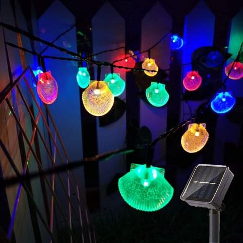 Yohencin 30LED 21Ft Colorful Natural Seashell for Party Wedding Garden Christmas Solar String Lights Outdoor Shell Fairy Tale