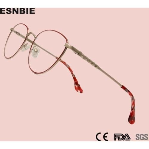 Luxury Circle Ladies Round Glasses Frame Women Pink Red Alloy Optical Frame Myopia Eyeglasses Prescription Eyewear oculos
