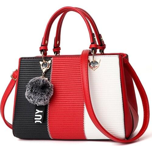Women Hairball Ornaments Totes Patchwork Handbag Party Purse Ladies Messenger Crossbody Shoulder Bags Women Handbags 2020