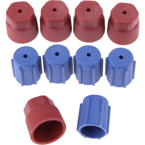 10Pcs R134a 13mm & 16mm Air Conditioning Service AC System Charging Port Caps (5Red High & 5Blue Low) R134a High Low Side Caps