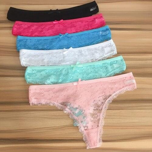 12 Pieces Ladies Sexy Lace Panties Plus Size M XXL Transparent Thong G-String Women Underwear Lingerie Femme Soft Tanga Mujer