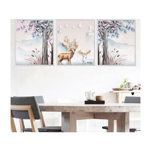 30*100cm Sika Deer Vintage Poster PVC Wall Sticker Animal Vintage Poster Living Room Study Room Decoration Mural