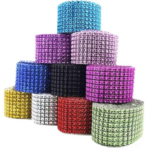 5 Yard Diamond Mesh Wrap Crystal Rhinestone Tape Bling Ribbon for Wedding Cake Decoration Scrapbooking Rhinestones Mesh Roll