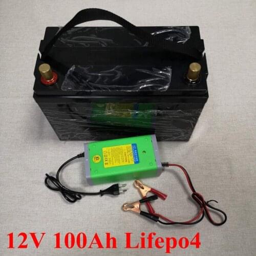 12V 100AH Lifepo4 Batterie Waterproof with BMS for Golf Carts Campers Power Supply EV Solar Storage Motorhomes + 10A Charger
