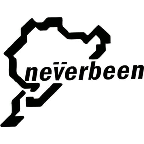 SZWL Neverbeen Car Sticker Creative Decal Vinyl for JDM Euro Nurburgring Funny Waterproof Sticker Decals Black White,14cm*10cm