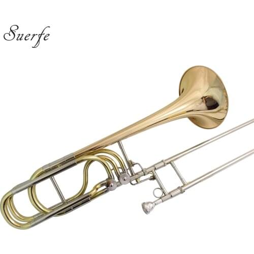 Bb/F/Eb/D Bass Trombones with case mouthpiece Gold Brass Bell trombone Musical Instruments Trombon Lacquer Silver plated