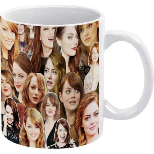 Emma Stone Collage White Mug To Friends and Family Creative Gift 11 Oz Mug Coffee Ceramic Mug Emma Stone Collage