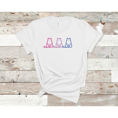 Bi Pride Mom Cat Mama Shirt Women Cotton Kawaii Fashion Shirt Plus Size O Neck graphic Mama T-shirt Short Sleeve Top Tees goth