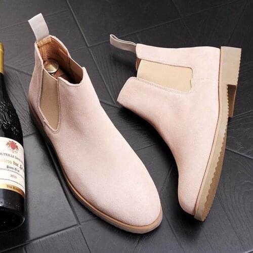 2020 Luxury Brand Men Chelsea Boots Round Toe Slip On Casual Trending Suede leather Nubuck Ankle zapatos de hombre