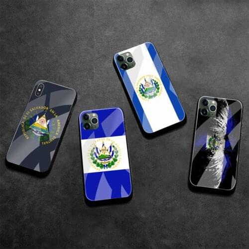El Salvador Flag Black TPU Soft Phone Case Tempered Glass For iPhone 11 Pro XR XS MAX 8 X 7 6S 6 Plus SE 2020 case